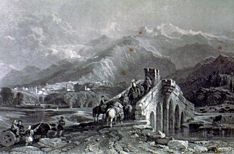 1838 yılında Bursa ve Uludağ’ı gösteren Allom tarafından yapılmış bir gravür (R. Walsh, Constantinople and the Scenery of the Seven Churches of Asia Minor, London 1940, I, 18)