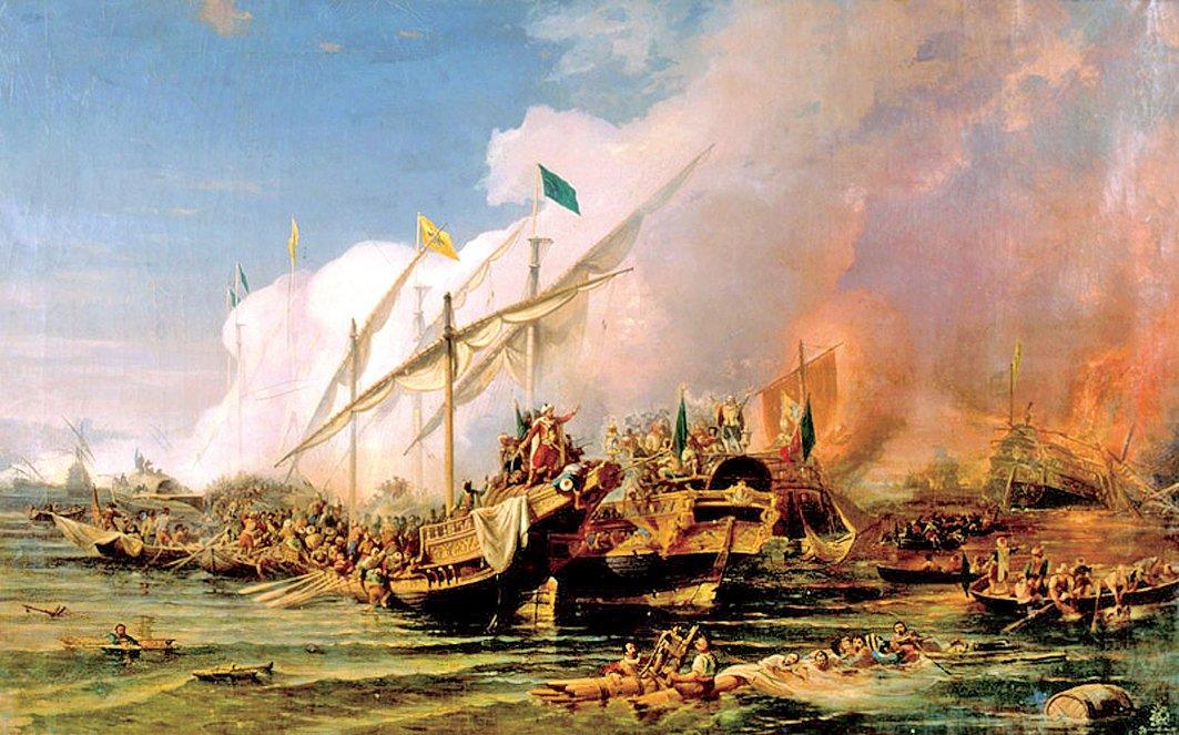 Preveze Deniz Muharebesi’ni tasvir edenOsman Nûri Paşa’nın yağlı boya tablosu(İstanbul Deniz Müzesi)