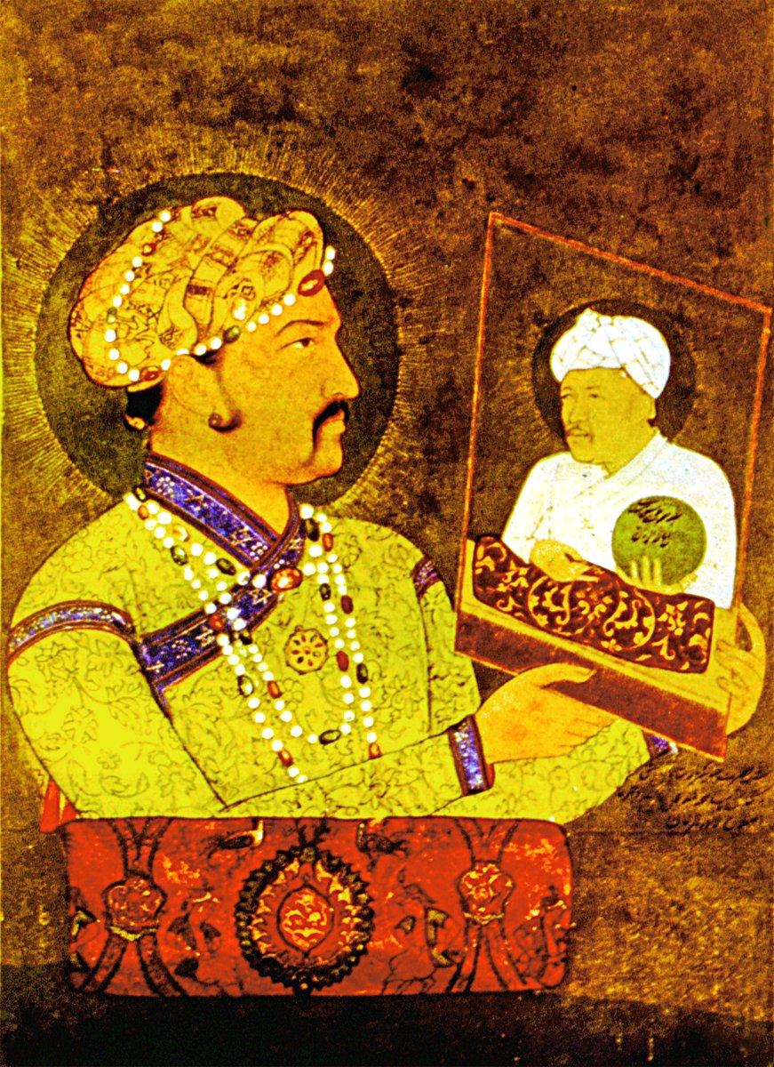 Bâbürlü ressamı Ebü’l-Hasan’ın XVII. yüzyıl başlarında yaptığı, Cihangir’i babası Ekber’in resmine bakarken tasvir eden bir tablo (Paris Musée Guimet)