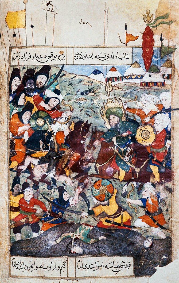 Lâmiî Çelebi’nin Maktel-i Hüseyin adlı eserinden minyatürlü bir sayfa (Arkeoloji Müzesi Ktp., nr. 253, vr. 23b)