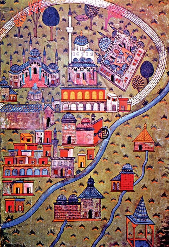 Eskişehir’in XVI. yüzyıl içindeki durumunu gösteren bir minyatür (Matrakçı Nasuh, Beyân-ı Menâzil-i Sefer-i Irâkeyn, İÜ Ktp., TY, nr. 5964, vr. 109b)