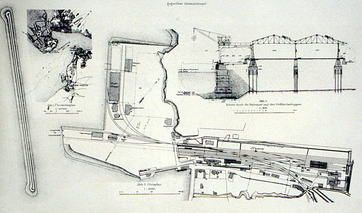 Haydarpaşa Limanı tesislerinin planı (Wolfgang Müller-Wiener, Die Häfen von Byzantion, Konstantinupolis İstanbul, Tübingen 1994, lv. 53/2)