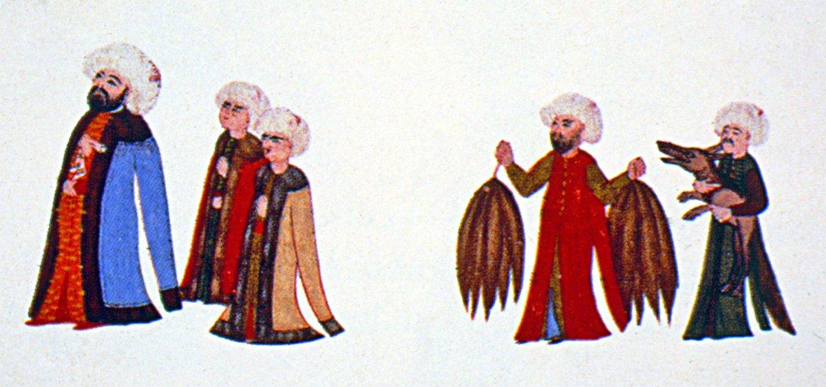 Şehzade Mehmed’in sünnet şenliğinde (1582) kürkçü esnafının resmigeçidini gösteren minyatürden detay (Surnâme-i Hümâyûn, TSMK, Hazine, nr. 1344, vr. 147b)