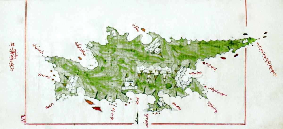 Pîrî Reis’in Kitâb-ı Bahriyye’sindeKıbrıs’ı gösteren harita