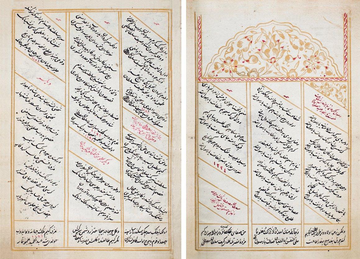 Seyyid Osman Sürûrî divanının ilk iki sayfası (Süleymaniye Ktp., Esad Efendi, nr. 3849)