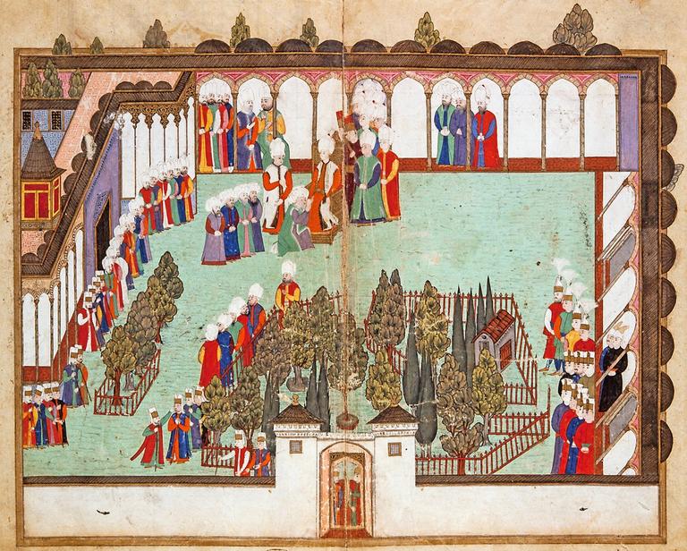 Terceme-i Cifrü’l-câmi‘ adlı eserde III. Mehmed’in alay merasimini tasvir eden bir minyatür(İÜ Ktp., TY, nr. 6624)