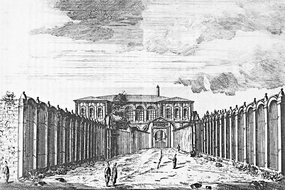 Mühendishâne-i Bahrî-i Hümâyun’u deniz tarafından gösteren gravür (Mahmud Râif, Tableau des nouveaux reglemens de l’Empire Ottoman, İstanbul 1788)