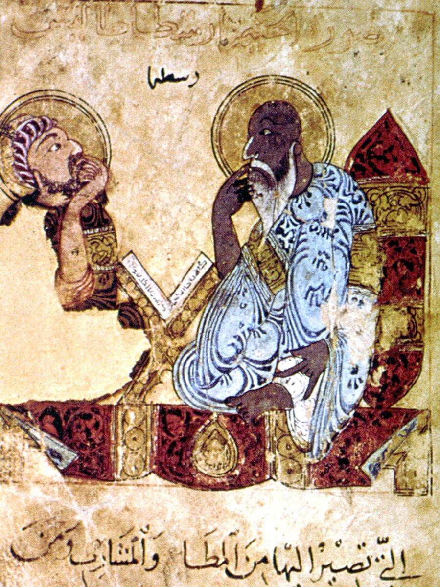 Aristo’yu bir öğrencisiyle tasvir eden minyatür(The World of Islam [ed. B. Lewis],London 1976, s. 196)