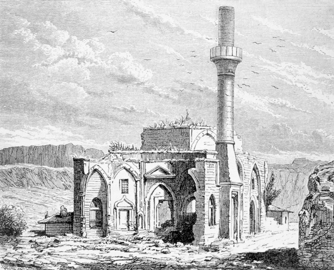 Pravadi’de Sarı Hüseyin Paşa Camii’nin 1870 yılı civarında çizilen gravürü (Felix Kanitz’den)