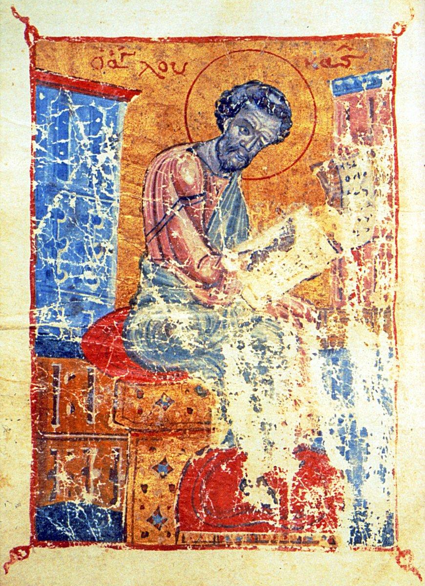 Sumela İncili diye tanınan el yazması kutsal kitapta Luka’nın tasviri (Ayasofya Müzesi Kitaplığı)