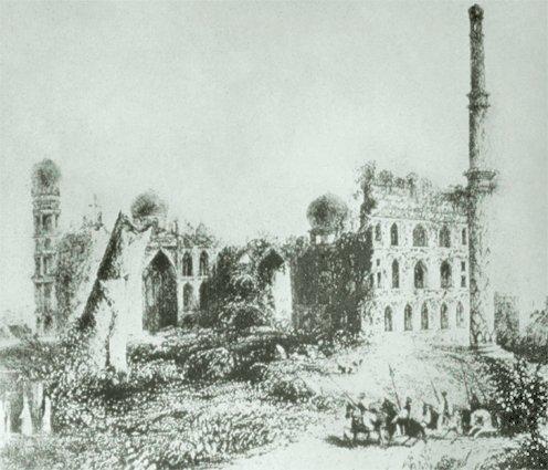 Mahmûd-ı Gâvân’ın öğretime açtığı medresenin XIX. yüzyılda yapılan gravürü (Islamic Heritage of the Deccan, s. 42)