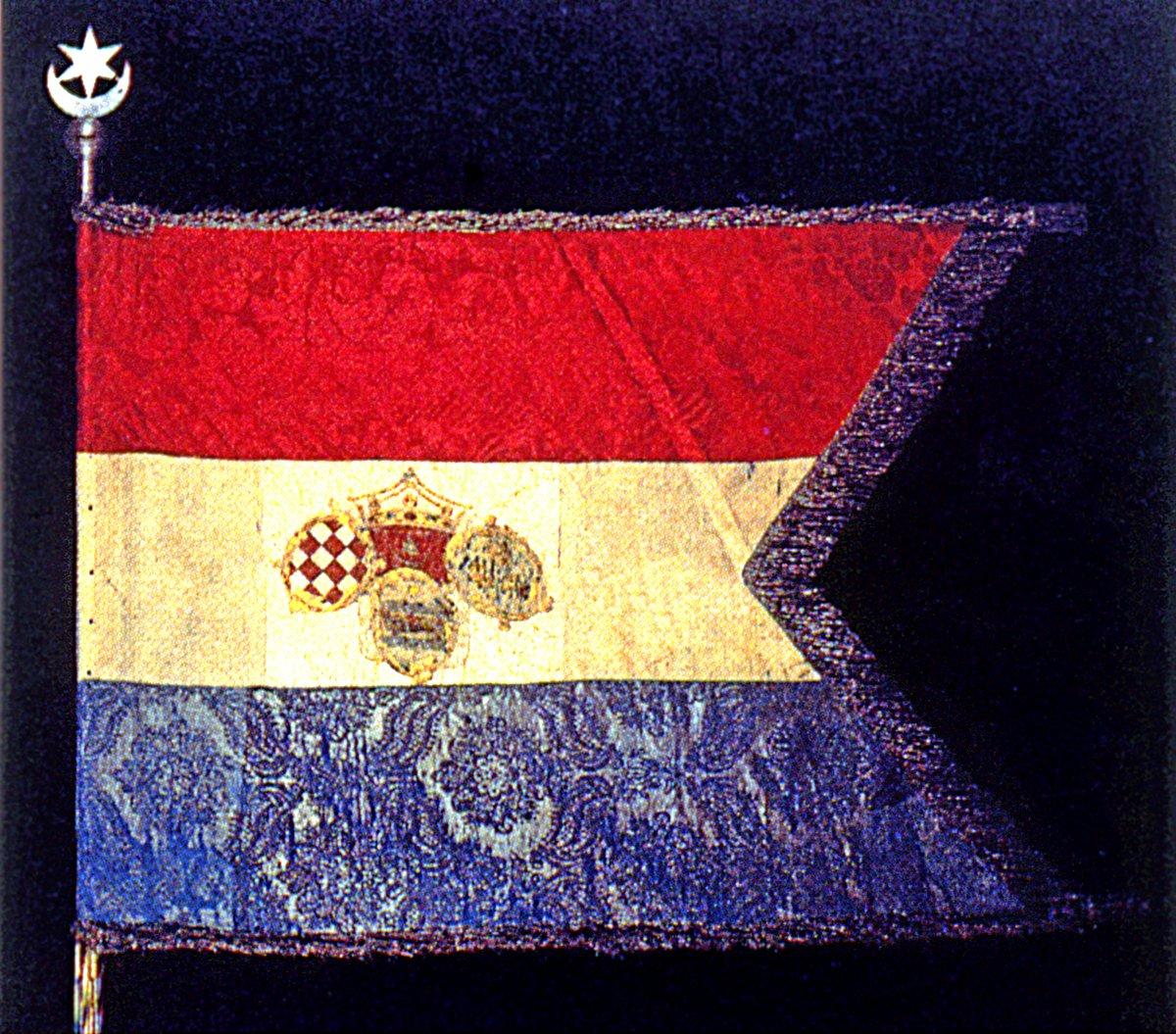 Hırvatistan, Slavonya ve Dalmaçya Krallığı’nın bayrağı (Zagreb Hırvatistan Tarih Müzesi, Envanter nr. 11862)