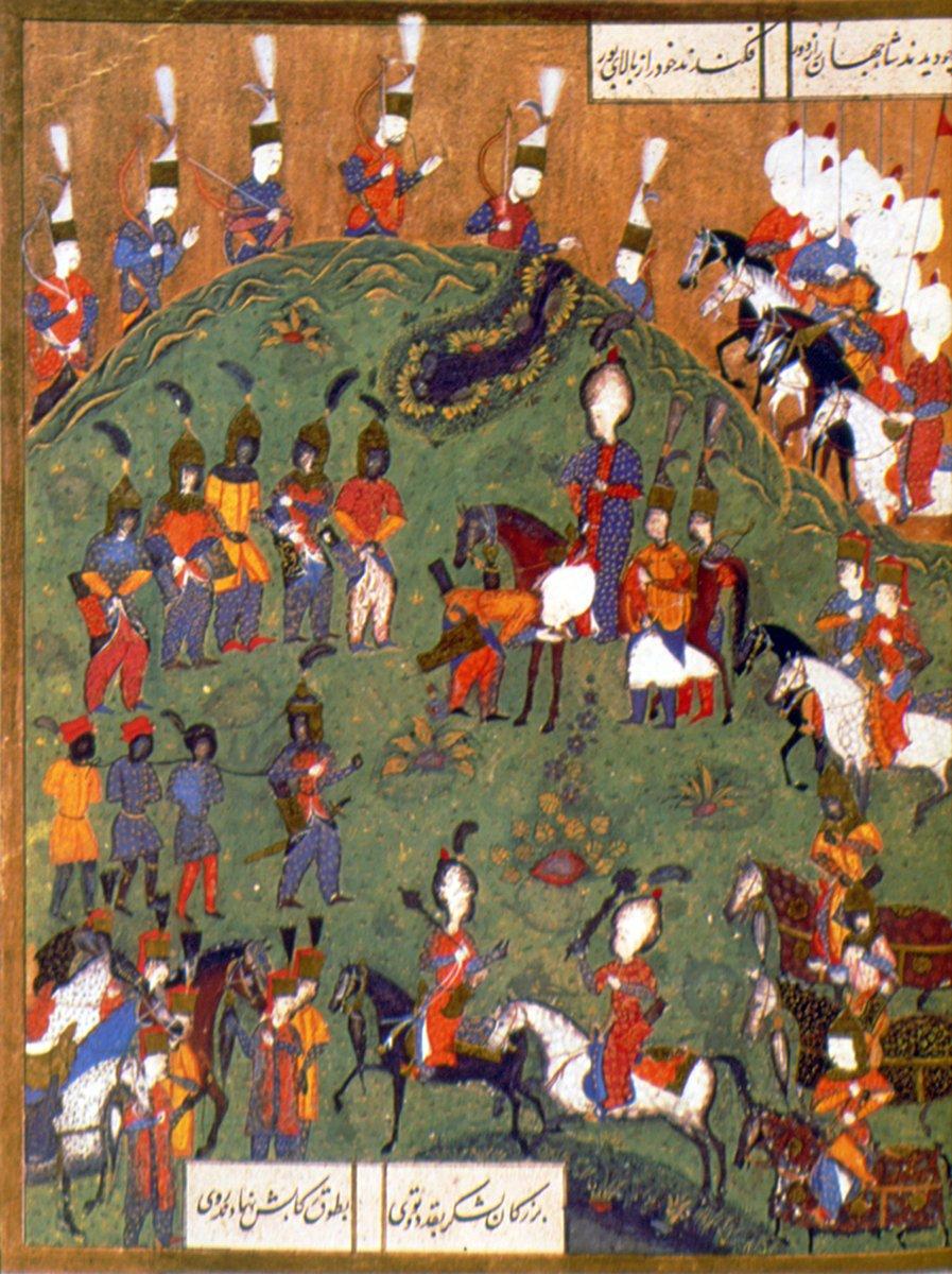 Kanûnî Sultan Süleyman’ı Böğürdelen civarındayken tasvir eden bir minyatür (Süleymannâme, TSMK, Hazine, nr. 1517, vr. 81a)