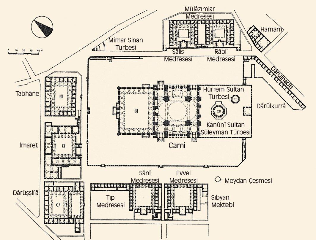 Süleymaniye Camii ve Külliyesi’nin planı