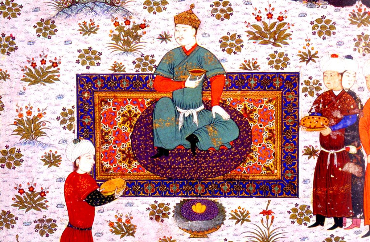 Kelîle ve Dimne’den halı tasvirli bir minyatür (TSMK, Revan Köşkü, nr. 1022, vr. 2a’dan detay)