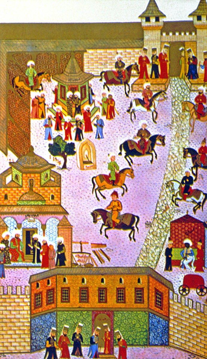 XVI. yüzyılda Bâb-ı Hümâyun’un (ön planda) durumunu gösteren bir minyatür (Hünernâme, I, TSMK, Hazine, nr. 1523, vr. 15b)