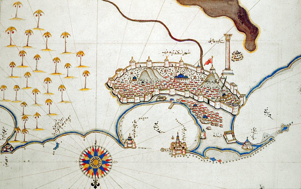 Pîrî Reis’in Kitâb-ı Bahriyye adlı eserinde İskenderiye’yi gösteren harita (İÜ Ktp., TY, nr. 6605, vr. 295a)