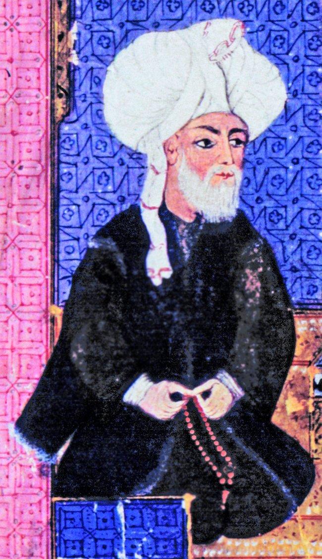Kemalpaşazâde’yi tasvir eden bir minyatür (Âşık Çelebi, Tezkire, Millet Ktp., Ali Emîrî Efendi, Tarih, nr. 772, vr. 53a’dan detay)