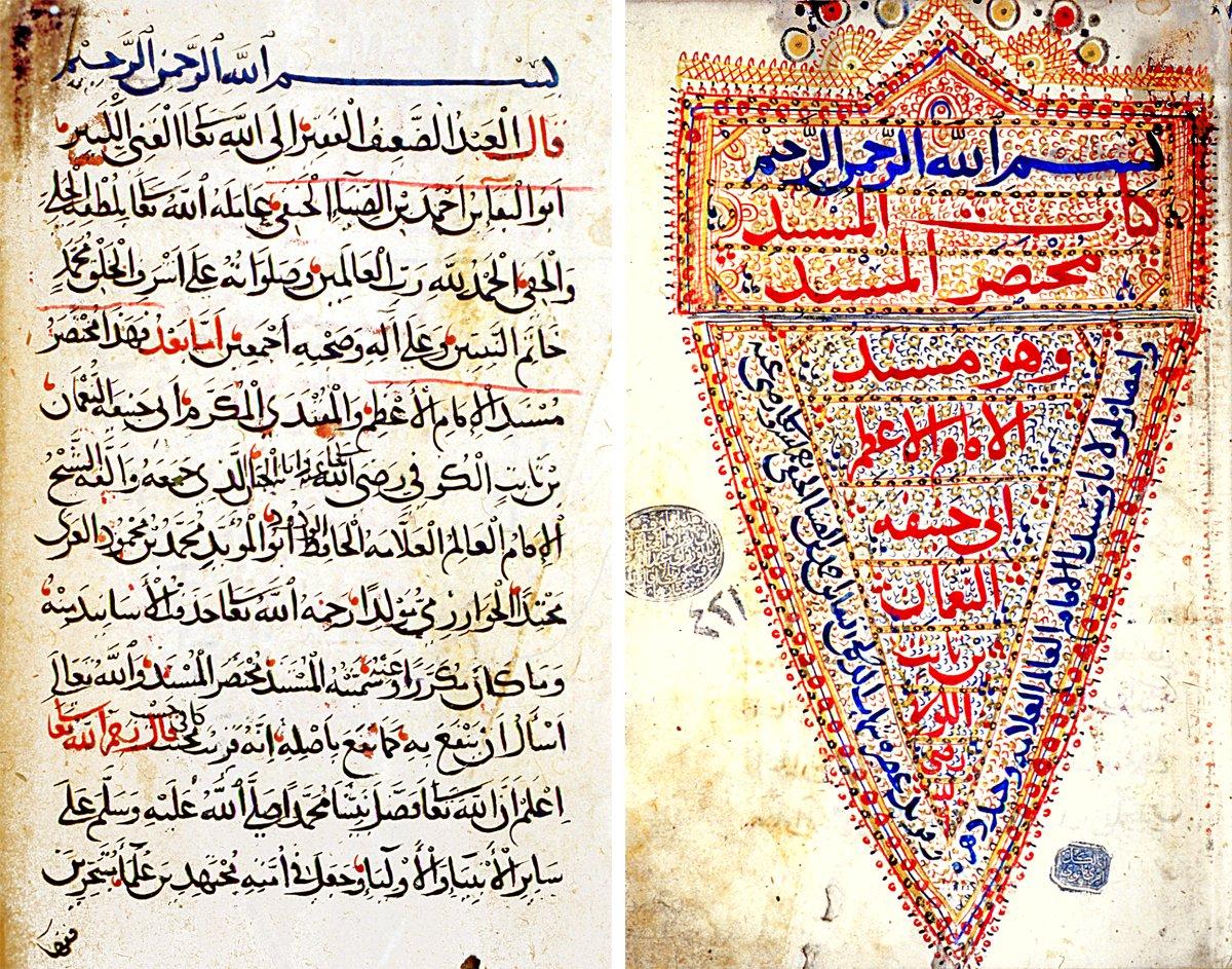 İbnü’z-Ziyâ el-Mekkî’nin Muḫtaṣarü’l-Müsned li-Ebî Ḥanîfe adlı eserinin unvan sayfası ile ilk sayfası (Köprülü Ktp., Fâzıl Ahmed Paşa, nr. 421)