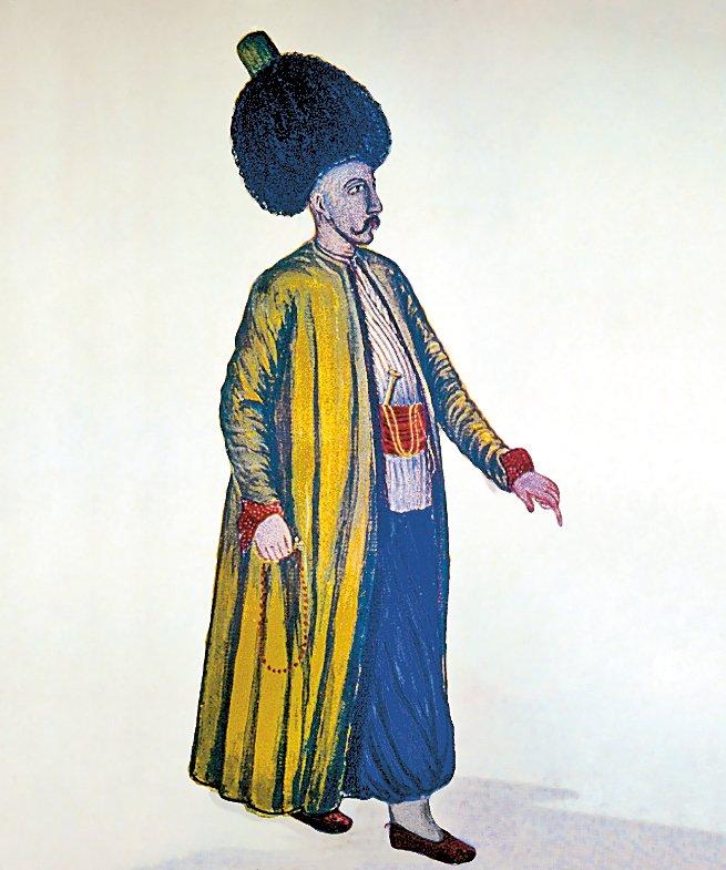 Kullukçu salma neferi (Tuchelt Klaus, Türkische Gewänder und Osmanische Gesellschaft im Achtzehnten Jahrhundert, Graz 1966, lv. 114)