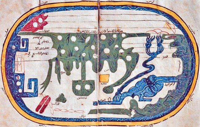 İbn Havkal’in el-Mesâlik ve’l-memâlik adlı eserinde Mekke’yi ve ekvatoru gösteren dünya haritası (Süleymaniye Ktp., Ayasofya, nr. 2934, vr. 4b-5a)