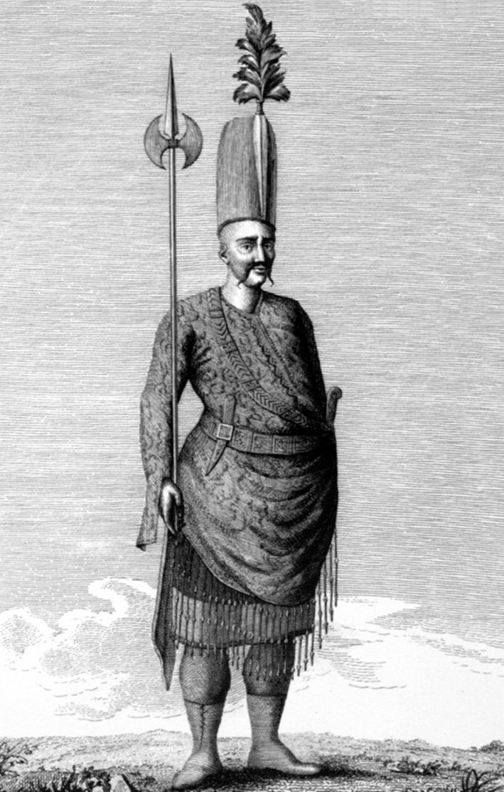 XIX. yüzyıla ait bir gravürde peyk tasviri (D’Ohsson, Tableau général, III, lv. 146)