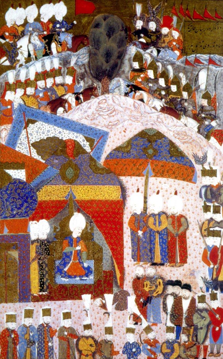 Fransız elçilik heyetinin Kanûnî Sultan Süleyman tarafından kabulünü gösteren bir minyatür (Süleymannâme, TSMK, Hazine, nr. 1517, vr. 346a)