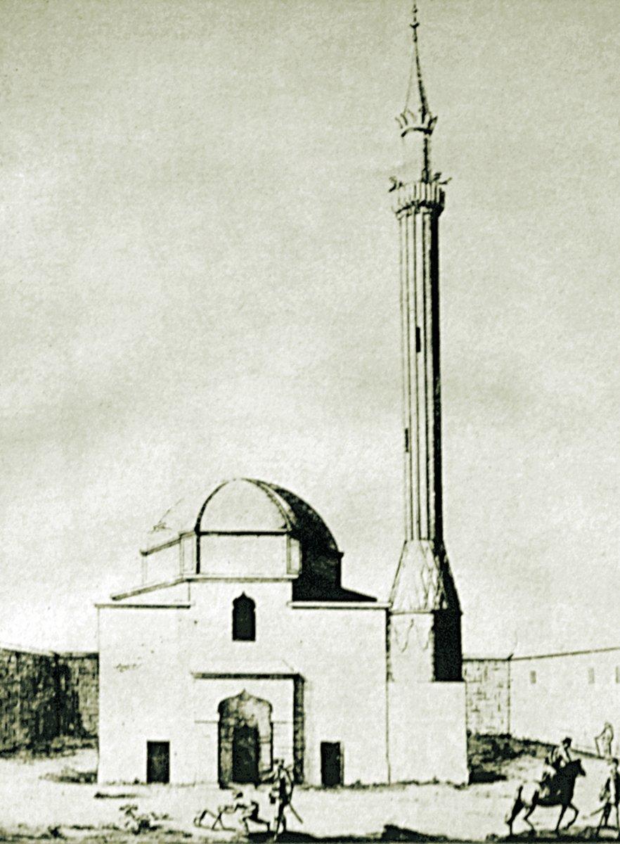 Peşte’deki bir caminin Fischer von Erlach tarafından çizilmiş gravürü (Entwurff einer historischen Architectur, Wien 1721, lv. 85)