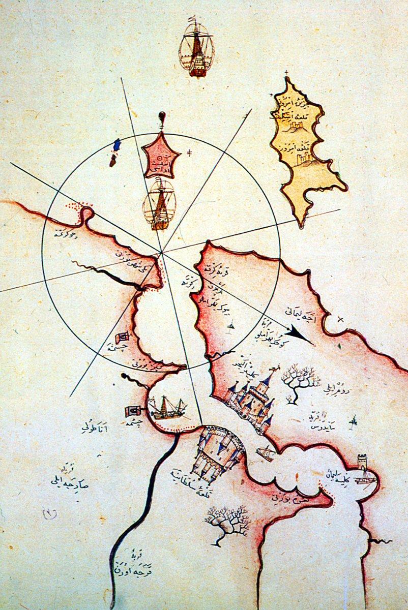 Pîrî Reis’in Kitâb-ı Bahriyye’sinde İmroz ve çevresini gösteren harita (Süleymaniye Ktp., Ayasofya, nr. 2612, vr. 48a)