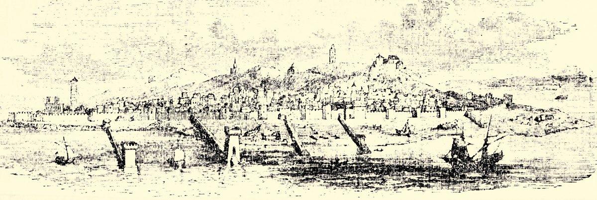 Bahadır Şah Gucerâtî devrinde inşa edilmiş olan (1535) Diu Limanı ve Kalesi’ni gösteren bir gravür (E. Konukçu fotoğraf arşivi)