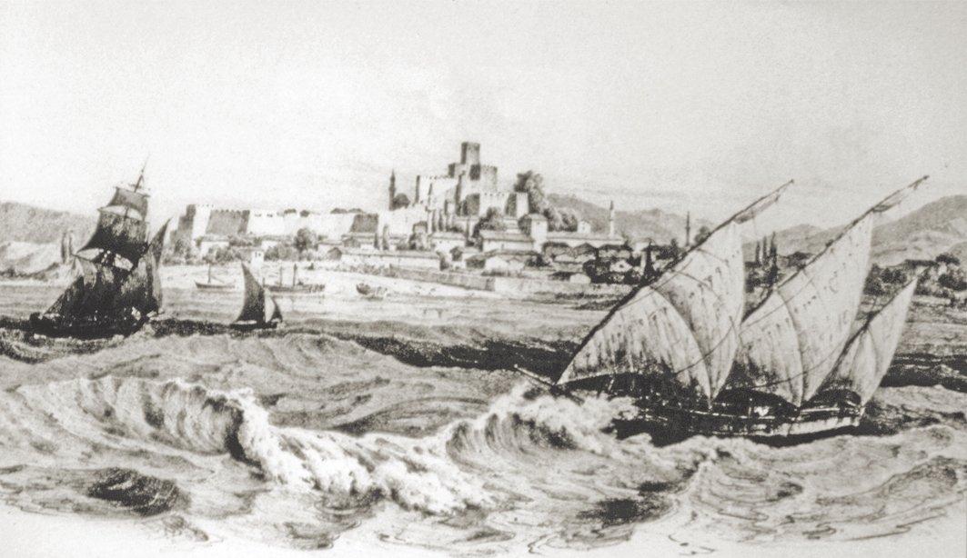 XIX. yüzyılın ilk yarısı içinde Balyabadra’yı gösteren bir gravür (Otto Magnus Baron von Stackelberg, La Grèce, Vues pittoreskues et topographiques, Paris 1834)