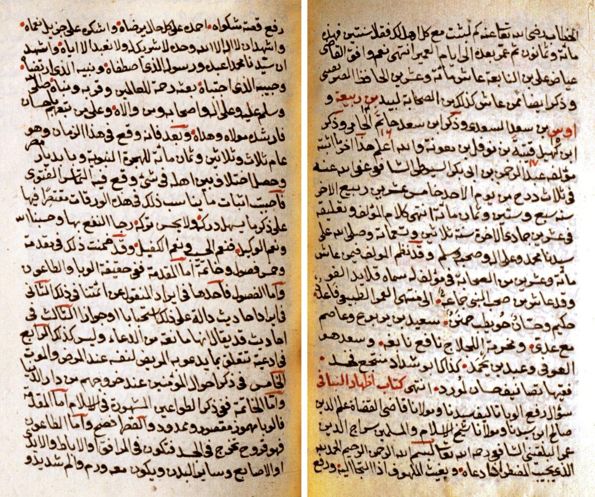 Sâlih b. Ömer el-Bulkīnî’nin İẓhârü’n-nebâ fî suʾâli refʿi’l-vebâ adlı risâlesinin ilk iki sayfası (Süleymaniye Ktp., Esad Efendi, nr. 1415/5, vr. 92b, 93a)