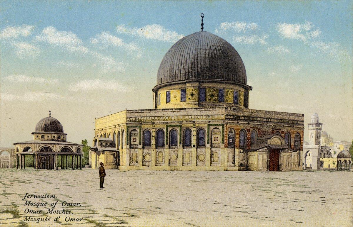 Kubbetü’s-Sahre’yi “Ömer Camii” olarak tanımlayan 1900’lü yıllara ait bir kartpostal(K. Yusuf Ünal koleksiyonu)