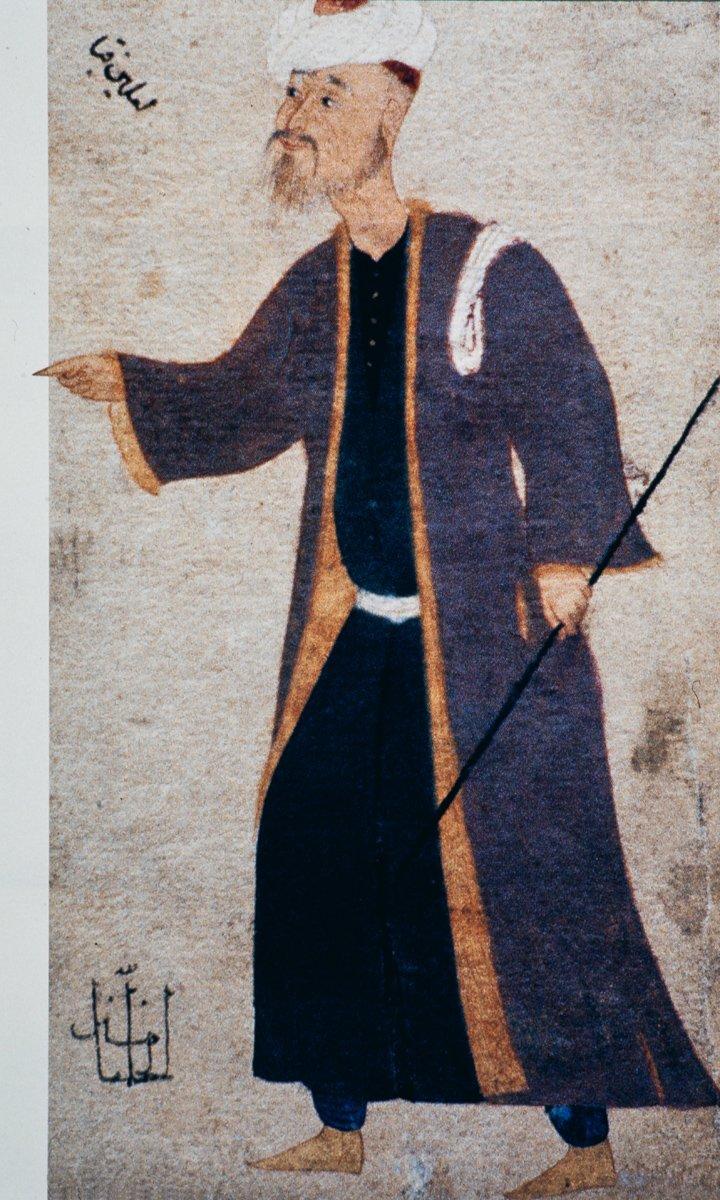 Sultan III. Murad devrinin ünlü meddahı Lâlin Kaba’nın tasvir edildiği minyatür (Museum of Fine Arts – Boston/Amerika Birleşik Devletleri)