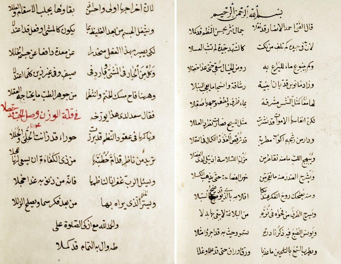 İbn Hâtime’nin Vaṣlü’l-ḥub fî ḥadîs̱i’ṭ-ṭıb adlı eserinin ilk ve son sayfaları (Süleymaniye Ktp., Reîsülküttâb Mustafa Efendi, nr. 1171/3)