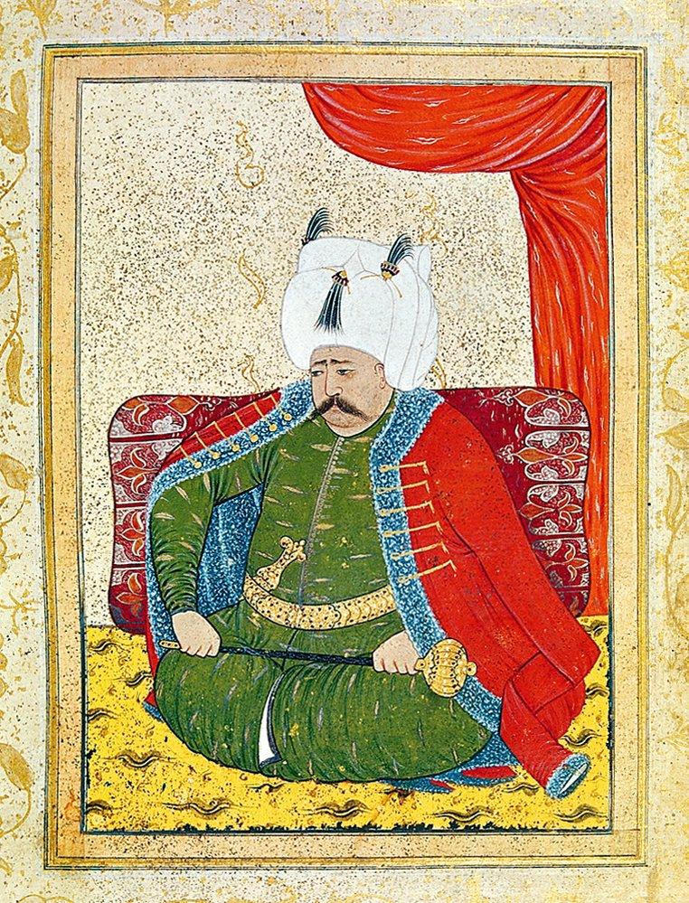 Yavuz Sultan Selim’in Osmanlı ressamıLevnî tarafından yapılan tasviri(TSMK, III. Ahmed, nr. 3109, vr. 9b)