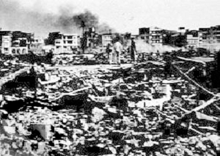 1956’da İngiliz-Fransız saldırısı sonrasında Port Said’in harap hali