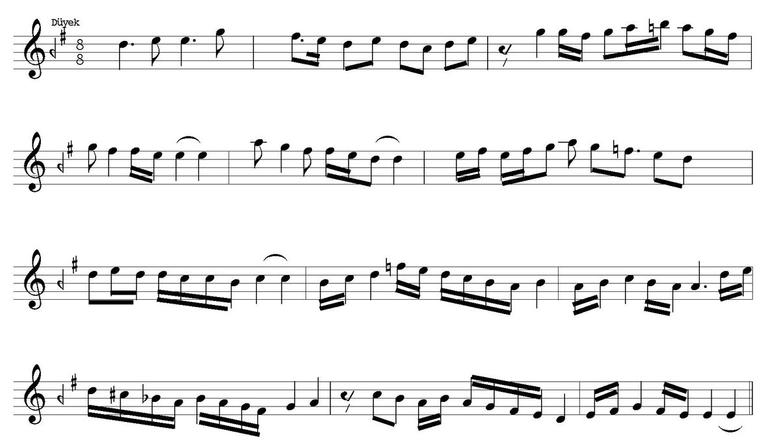 Hüseynî-aşiran makamının seyir örneği