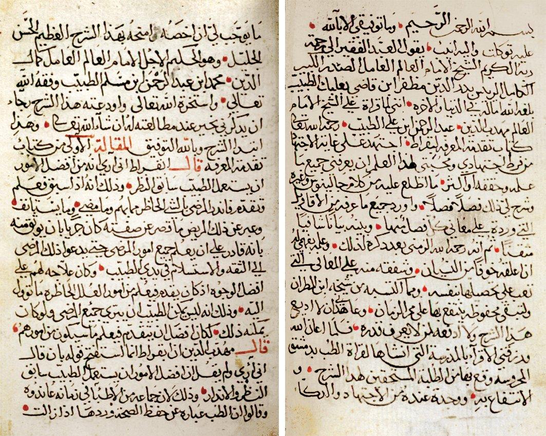 Dahvâr’ın Şerḥu Taḳdimeti’l-maʿrife adlı eserinin ilk iki sayfası (Nuruosmaniye Ktp., nr. 3524)