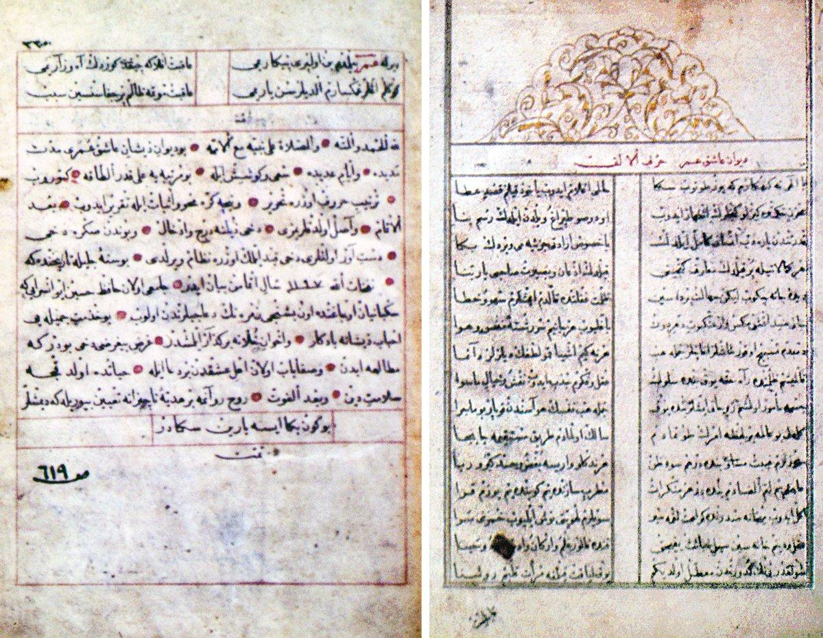 Âşık Ömer divanının Hüseyin Ayvansarâyî tarafından istinsah edilen nüshasının ilk ve son sayfası (Konya Mevlânâ Müzesi Ktp., Müzelik Eserler, nr. 99)