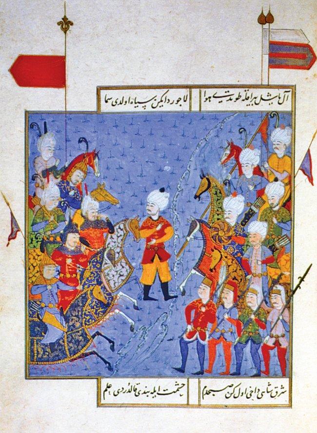 Çaldıran Savaşı’nı tasvir eden bir minyatür (Şükrî-i Bitlisî, Selimnâme, TSMK, Hazine, nr. 1597, vr. 113a)