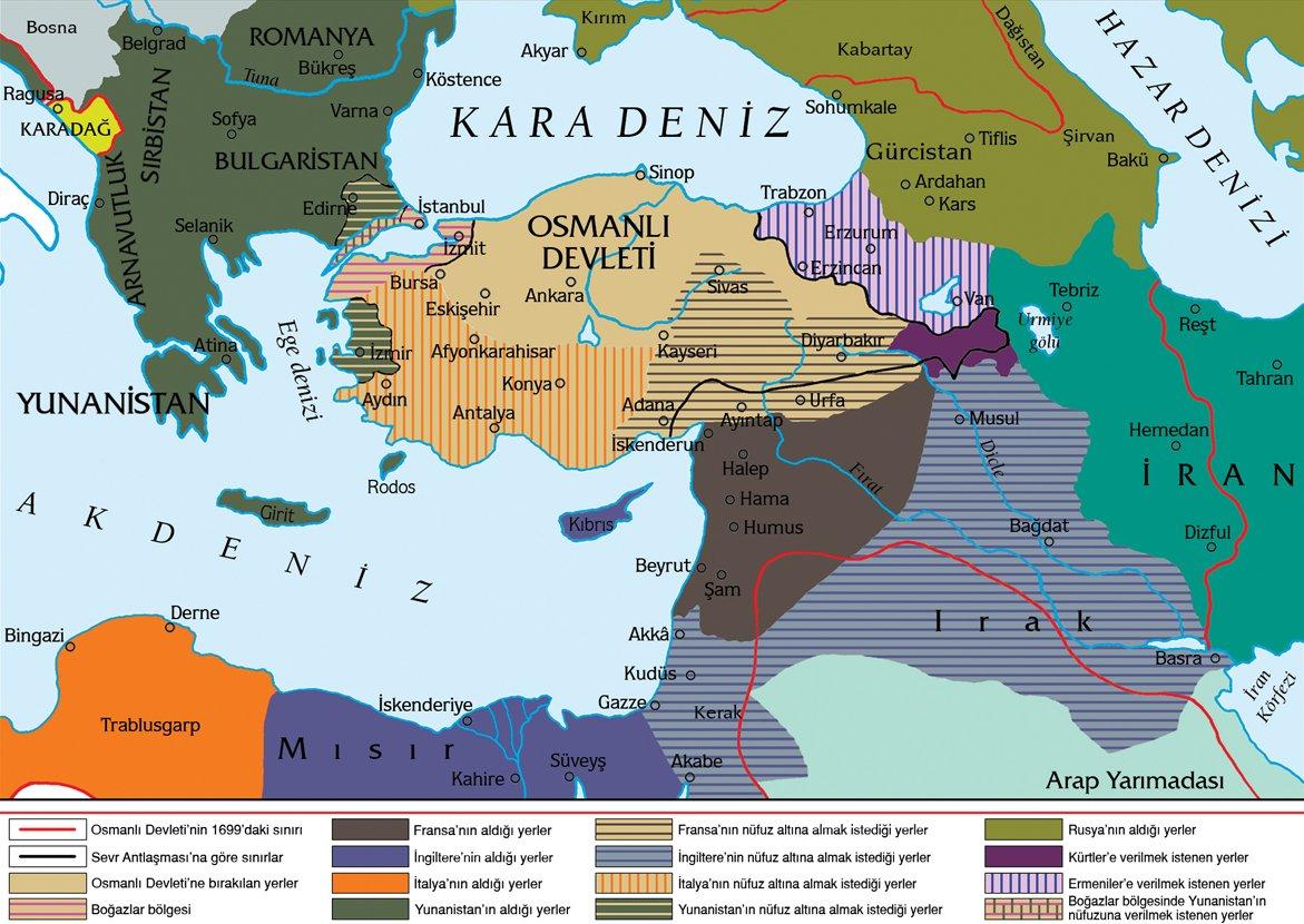 Sevr Antlaşması’na göre Osmanlı Devleti’nin sınırları