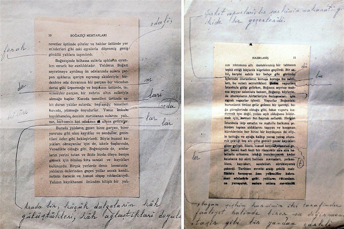 Abdülhak Şinasi Hisar’ın Boğaziçi Mehtapları’nın ilk baskısı üzerinde ikinci baskı için yaptığı ilâve ve rötuşlar (Ömer Faruk Akün arşivi)