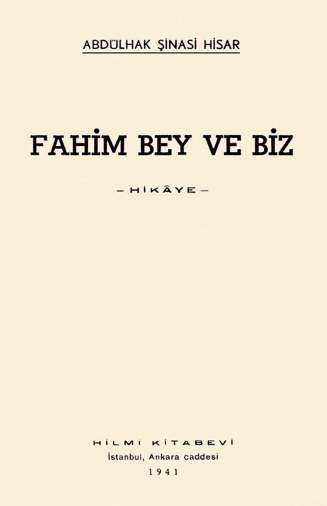 Fahim Bey ve Biz’in ilk baskısının kapağı (İstanbul 1941)