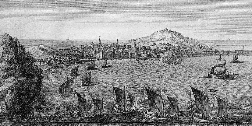 XVIII. yüzyılın başlarında Sinop’u gösteren bir gravür (Tournefort, Relation d’un voyage du Levant, Paris 1717, II, 203)