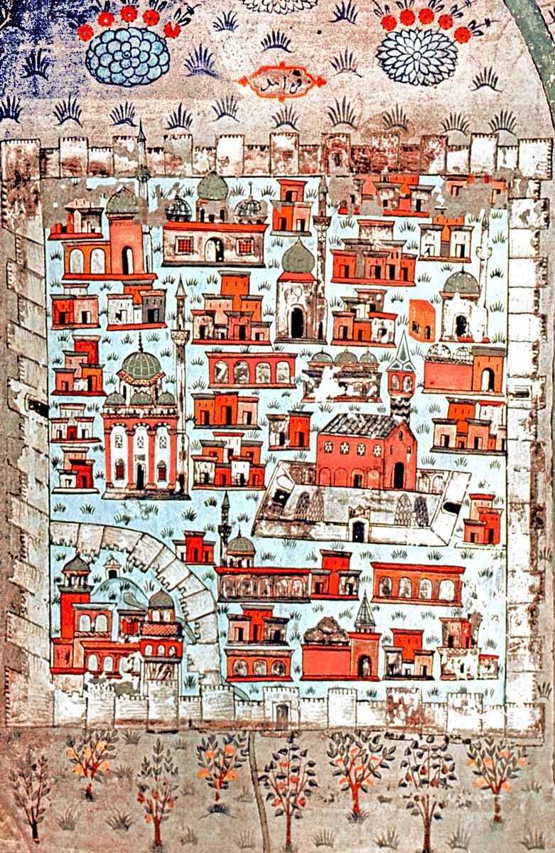 Diyarbakır’ın XVI. yüzyıldaki durumunu tasvir eden bir minyatür (Matrakçı Nasuh, Beyân-ı Menâzil-i Sefer-i Irâkeyn, İÜ Ktp., TY, nr. 5964, vr. 102a)