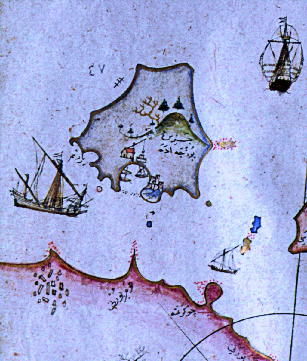 Pîrî Reis’in Kitâb-ı Bahriyye adlı eserinde Bozcaada’yı gösteren harita (Süleymaniye Ktp., Ayasofya, nr. 2612, vr. 47b)
