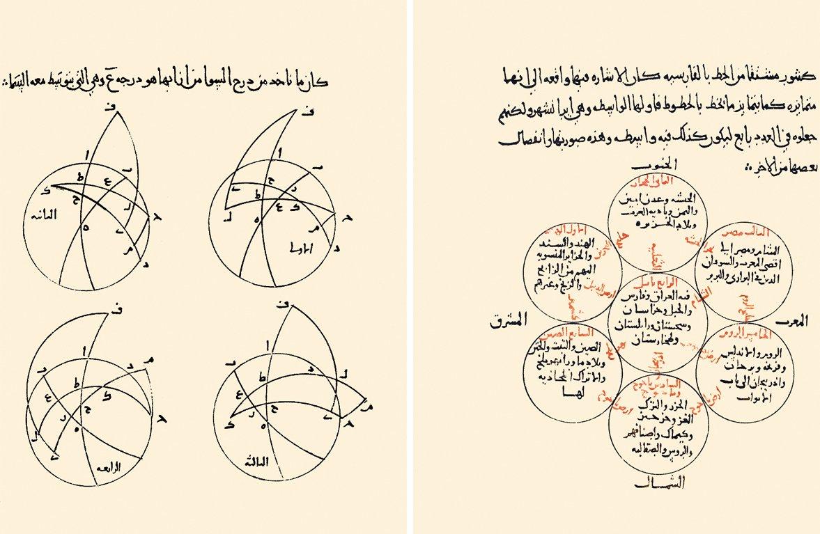Bîrûnî’nin kendi hattıylaTaḥdîdü nihâyâti’l-emâkin adlı eserinden iki sayfa(Süleymaniye Ktp., Fâtih, nr. 3386, vr. 68a, 109b)