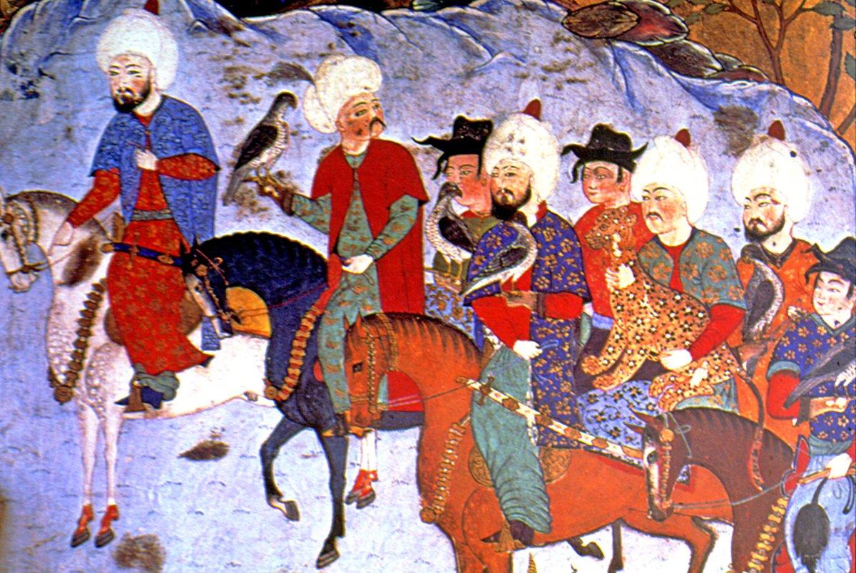 Kanûnî Sultan Süleyman’ıava giderken tasvir eden bir minyatür(Hünernâme, TSMK, Hazine, nr. 1524, vr. 52b)