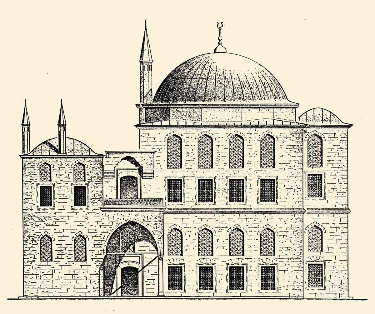 Dâvud Paşa Sarayı’nın güneybatı cephesinin çizimi (Eldem, rs. 152)